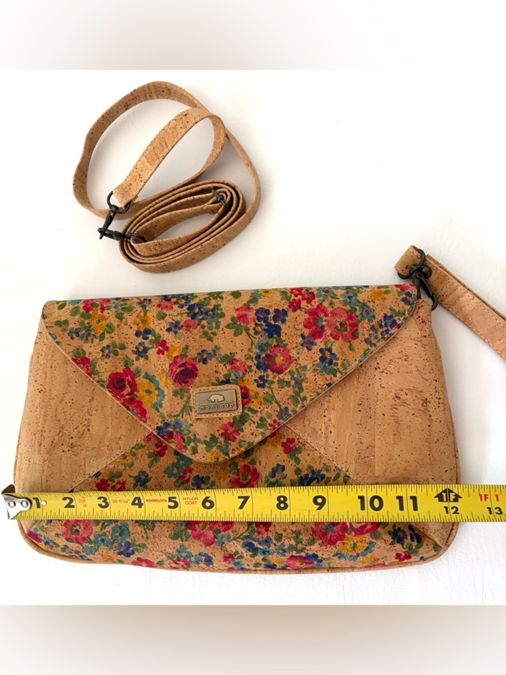 Montado Floral Cork Envelope Crossbody Bag Clutch New in Natural - Picture 10 of 12